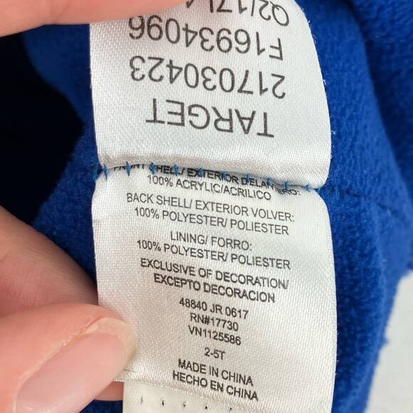 Target Blue Orange Fleece Faux Sherpa Embroidered Monster Ear Flap Beanie Hat - Picture 2 of 7